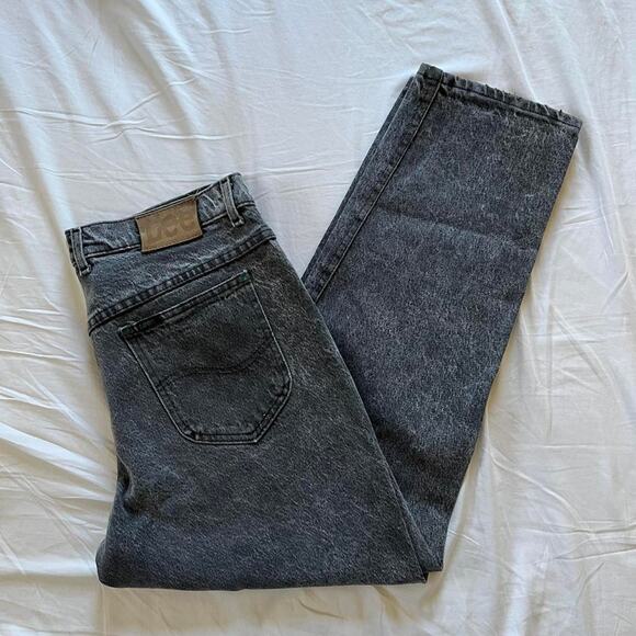 Vintage 90s Lee Union-made Black Acid-Wash Jeans 36x30 (33x28”) - Picture 1 of 8